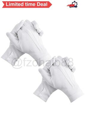 Cotton Nylon Formal Marching Gloves Snap Cuff Full Finger Pair